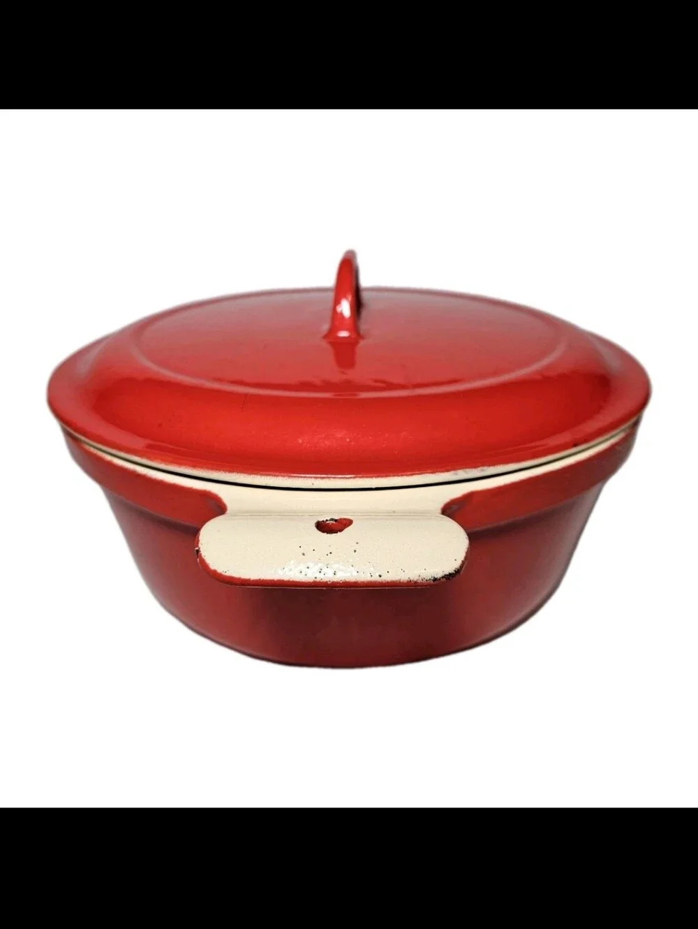 Vtg Griswold 3 Pint Red Enamel Coated Cast Iron Casserole Dish With Lid 88 Erie